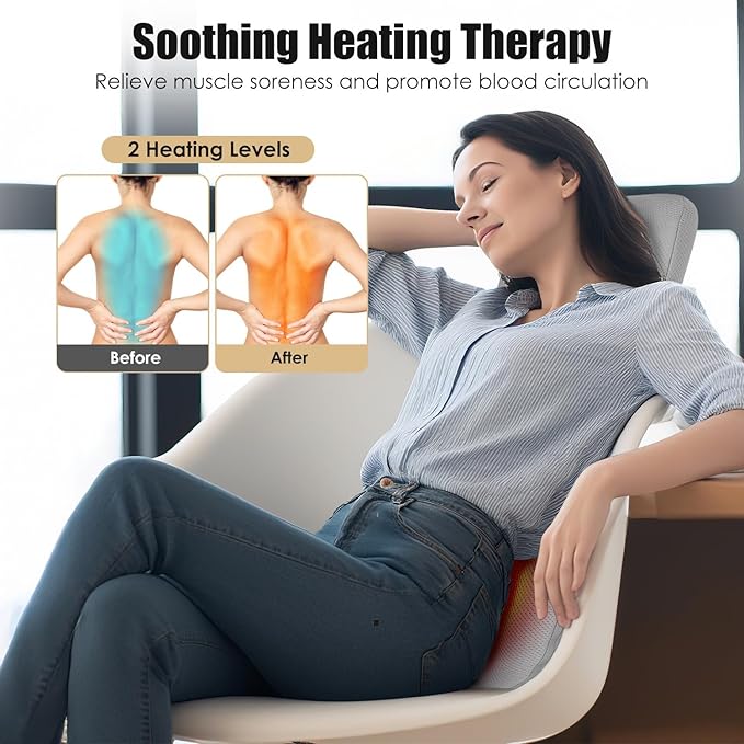 Full Body Electric Massage Mat with Heat Vibration Back Massage Pad Cushion with Inflatable Head Pillow and Lumbar Pillow 10 Vibration Motors 3 Timers (28x14)