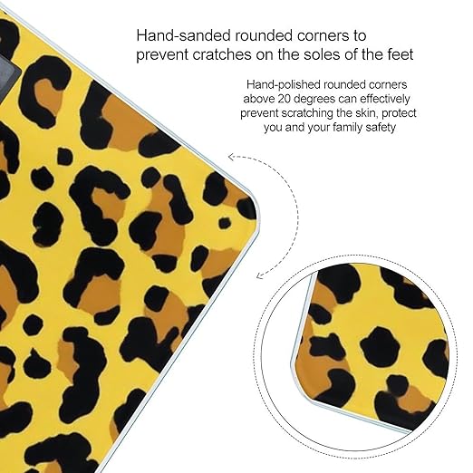 Automatic Switch Digital Bathroom Weighing Scale Smart Scale for Body Weight Cheetah Yellow Leopard Print