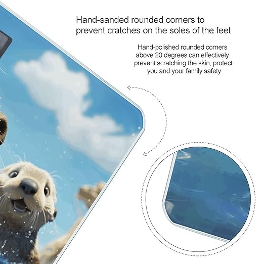 Lovely Sea Otter PrintScale for Body Weight with LCD High Precision Weighing Scales Fashion Sturdy Tempered Glass Weight Scales Easy-to-Read Digital Bathroom Scale for Daily 400lb