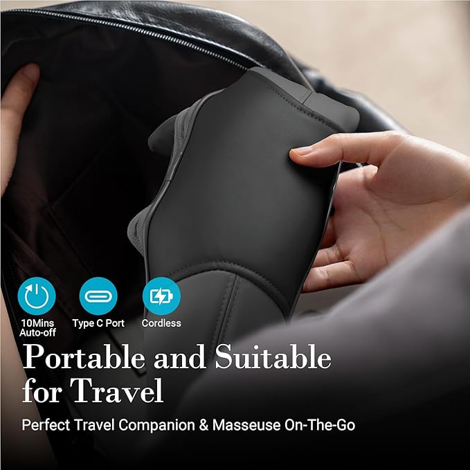 FSA Cordless Neck and Shoulder Massager - HSA Eligible Shiatsu Back Massager for Pain Relief Deep Tissue Electric Rechargeable Cervical Massager with Heat