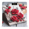 Roses on Wooden Board Digital Bathroom Scale for Body Weight with High Precision Digital Weighing Scale with BMI Clear LCD Display and Step-On Measures Weight Up to 180kg