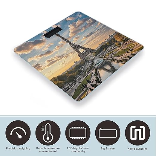 French Paris Tour Eiffel Tower Scale for Body Weight Smart Scales Digital Bathroom Scale High Precision Weighing Scales with Large Display Weighing Machine for People