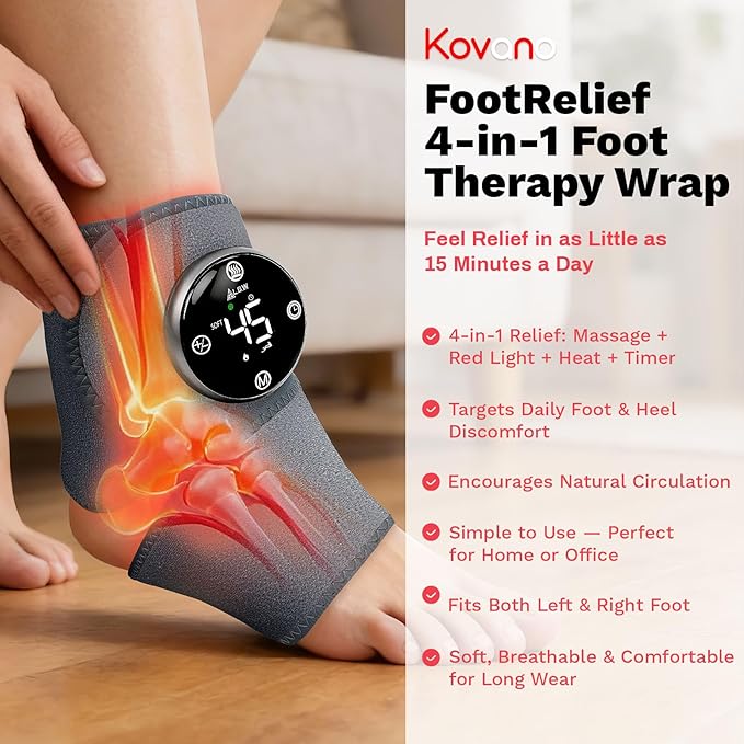 Large Fit Pro Foot Massager – Red-Light Therapy 5-Level Graphene Heating 6 Modes × 3 Intensities Waterproof Inner Liner &amp 90-Min Rechargeable BatteryMulti-Area Use for Ankle Knee Back Neck
