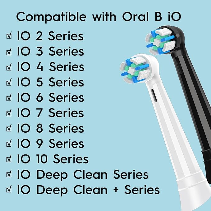 12 PCS Replacement Heads Compatible with Oral B IO 2/3/4/5/6/7/8/9/10/Deep Clean Series Electric Toothbrush Medium Softness Brush Heads Compatible with Oral B IO for Teeth and Gums Care (Black)