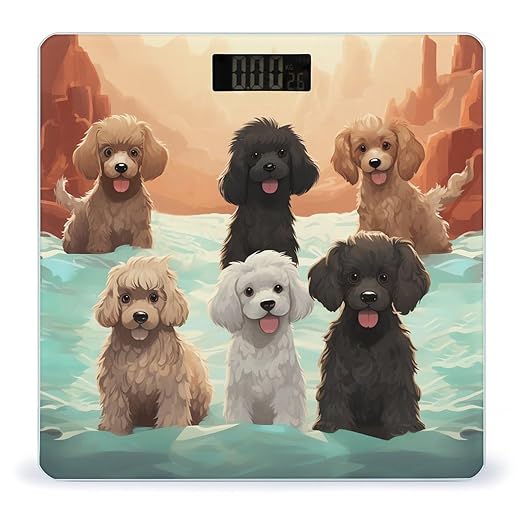 Poodles Dogs Scale for Body Weight Highly Accurate Digital Bathroom Scale Sturdy Tempered Glass Weighing Scales with LCD Display Fashion Body Fat Smart Scales 400lb