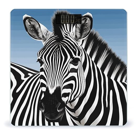 Zebra Digital Bathroom Scale for Body Weight with High Precision Digital Weighing Scale with BMI Clear LCD Display and Step-On Measures Weight Up to 180kg