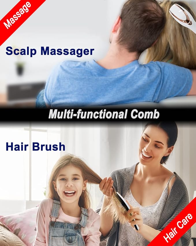 Scalp Massager Electric Scalp Massage Brush Hair Massage Brush Electric Head Scratcher Massage Comb with Soft Rubber
