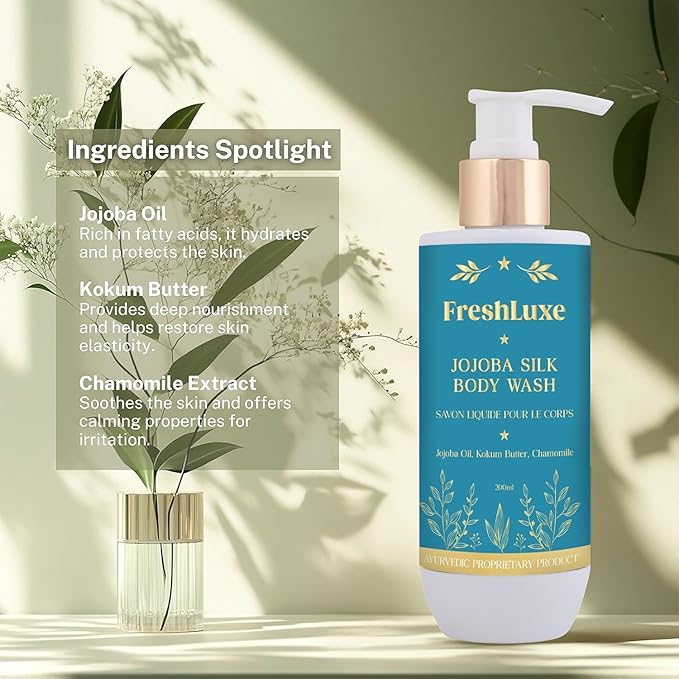 FreshLuxe Silk Bodywash | Jojoba Oil Kokum Butter &amp Chamomile | Gel-Based | Unisex | 200ml