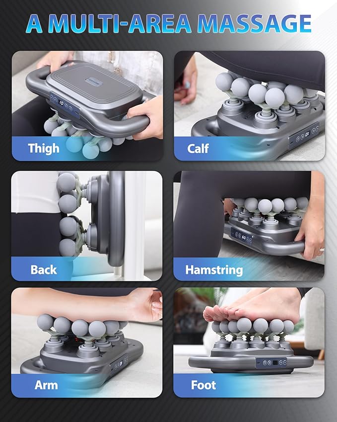 16-Head Massage Gun Deep Tissue Percussion Massager with 9 Modes &amp 9 Intensities 2600mAh Battery Back Bassager for Pain Relief Deep Tissue for Muscle Pain Relief in Back Legs Shoulders