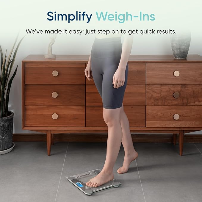 Etekcity Digital Body Weight Bathroom Scale Large Blue LCD Backlight Display High Precision Measurements6mm Tempered Glass 400 Pounds