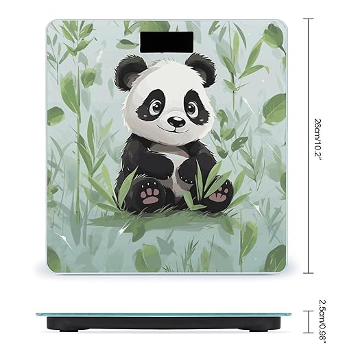 Panda Bamboo Weight Scale Digital Electronic Scales Bathroom Scale Larg LCD Backlight Display High Precision MeasurementsTempered Glass
