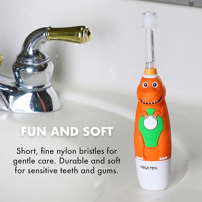 Brilliant Oral Care Kids Sonic Toothbrush Soft Replacement Heads for Children Ages 5+ Orange 2 Pack