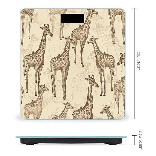 Digital Bathroom Scale for Body Weight Scale with Bright LCD Display High Accuracy Step-On Technology Auto On/Off Hand Drawn Giraffes Digital Scales 400 Lbs /180kg
