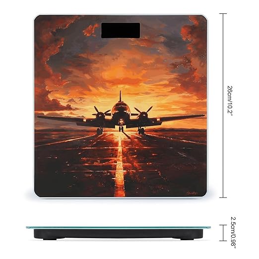 Aircraft Plane at Sunset Scale for Body Weight Smart Scales Digital Bathroom Scale High Precision Weighing Scales with Large Display Weighing Machine for People