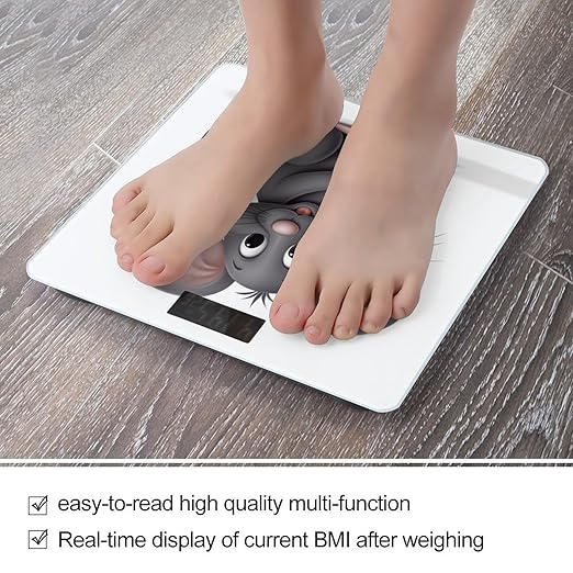 Grey Rat Scale for Body Weight High Precision Digital Weight Scales with LCD Display Anti-Slip Sturdy Slim Tempered Glass Bathroom Scale for Home Use
