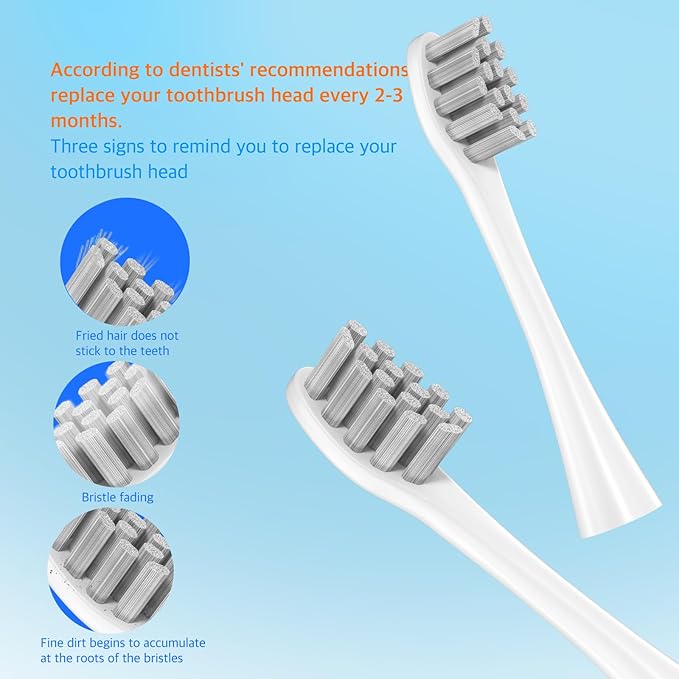 6 Pack Electric Toothbrush Replacement Heads Suitable for Oclean X Pro Elite/X/X Pro/Flow/F1/Air 2-Vacuum-Sealed with Hygienic CapsBonus Tongue Scraper &amp Travel Cup Included-Grey