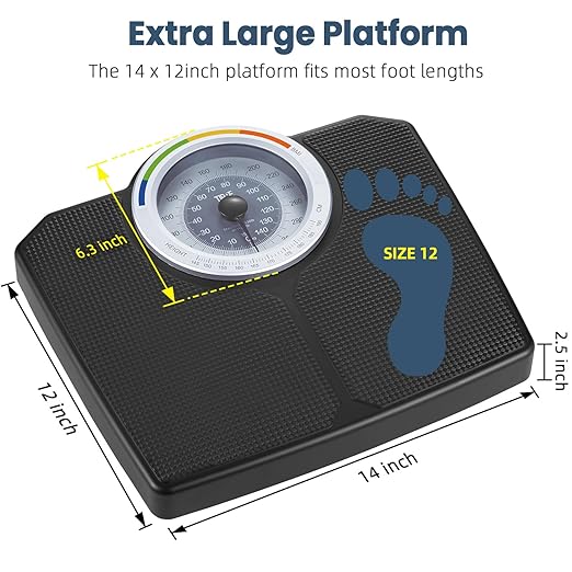 Analog Scale for Body Weight Mechanical Bathroom Scale Analog Scale for Body Weight 150kg/330lb Dial Scale with Wider and Thicker Anti-Slip Platform Simple Calibration No Required Battery