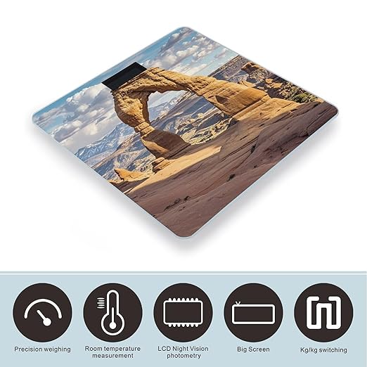 Arches National Park Scale for Body Weight Digital Bathroom Scale Toughened Glass High Precision Scales for Body Weight with Large LCD Backlight Display Weight Scales