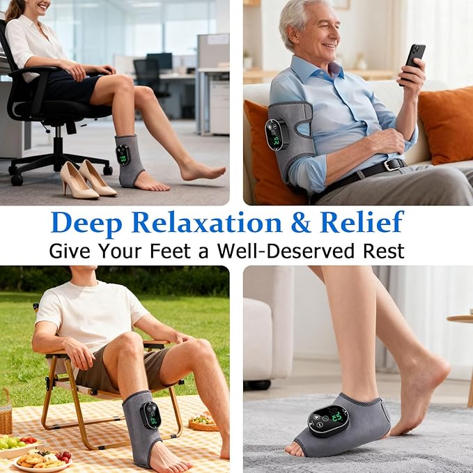 Version 3-in-1 Foot Massager with Super Long Battery Life USB Charging Port Black 3 Vibration Modes 6-Speed Temperature Control Circulation and Pain Relief for Foot Relaxation (Grey 2Pack)