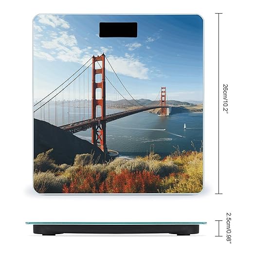 San Francisco Golden Gate Bridge Bathroom Scale Rounded Smart Scale for Body Weight Automatic Power On/Off Weight Scales Accurate Bathroom Digital Scales for Pet Home Bedroom Kitchen