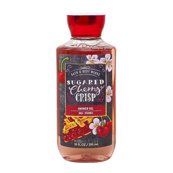 Bath &amp Body Works SUGARED CHERRY CRISP Shea + Vitamin E Shower Gel 3 Piece Bundle - 10 fl oz / 295 mL each