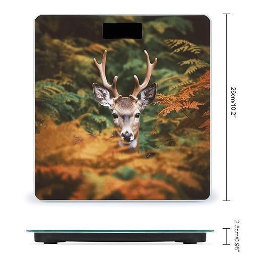 Deer Among Thick Leaves Scale for Body Weight Sturdy Tempered Glass Weighing Scales with LCD Display Accurate Digital Bathroom Scale Convenient Body Fat Smart Scales 400lb