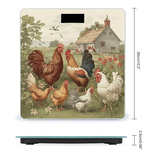 Chickens and Farm Scale for Body Weight Safe Rounded Corners Tempered Glass Digital Bathroom Scale LED Display 400lb Capacity Weight Scales with High Precision Sensors