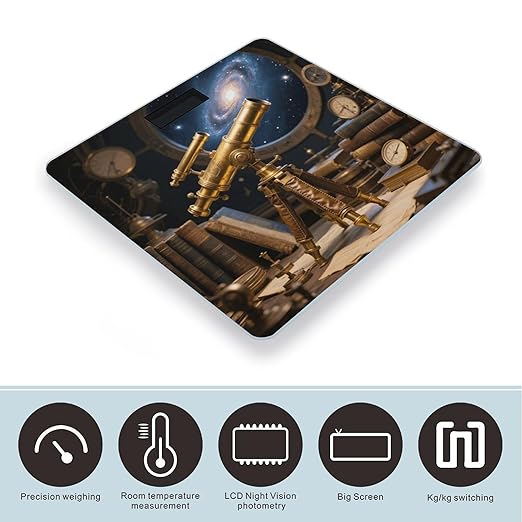 Brass Scope Galaxies Scale for Body Weight Sturdy Tempered Glass Weighing Scales with LCD Display Accurate Digital Bathroom Scale Convenient Body Fat Smart Scales Easy Read