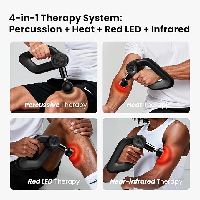 BOB AND BRAD D6 Ultra Massage Gun with Infrared Light Deep Tissue Percussion Massager Gun with 16mm Amplitude Professional Muscle Massager for Athletes Electric Handheld Massager