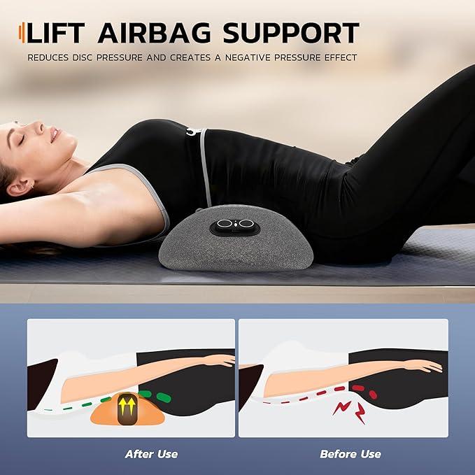 3-in-1 Electric Back Massager Pillow Rechargeable Lumbar Support Cushion with Heat Vibration