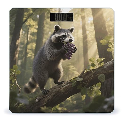 Digital Bathroom Scale for Body Weight Scale with Bright LCD Display High Accuracy Step-On Technology Auto On/Off Raccoon Digital Scales 400 Lbs /180kg