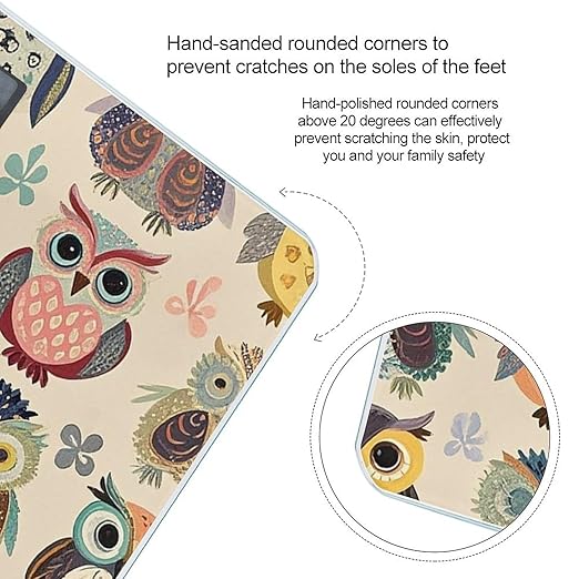Color Owl Pattern Scale for Body Weight Accurate Digital Bathroom Scale Toughened Glass High Precision Scales Smart Weight Scales with Large LCD Backlight Display Weighing Machine