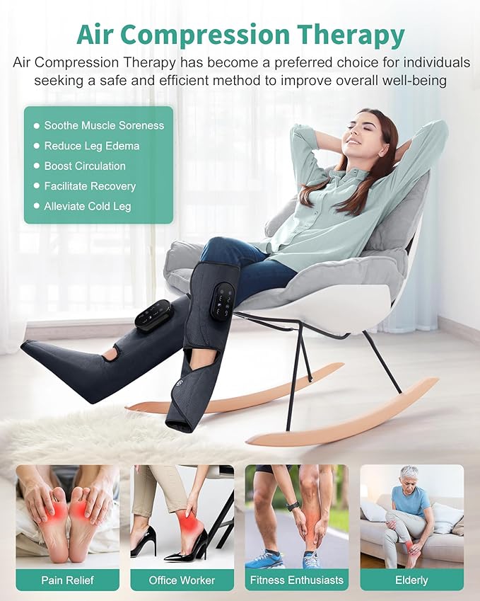 Medcursor Cordless Foot and Leg Massager with Heat Rechargeable Leg Massager for Circulation and Pain Relief After Exercise Portable Massager Boots for Home Office Gym Use