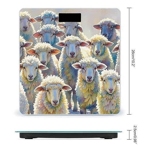 Watercolor Sheeps Scale for Body Weight Highly Accurate Digital Bathroom Body Scale Digital Bathroom Scales for People Anti-Slip Large LCD Display Smart Scales