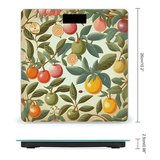 Plants and FruitsScale for Body Weight with LCD High Precision Weighing Scales Fashion Sturdy Tempered Glass Weight Scales Easy-to-Read Digital Bathroom Scale for Daily 400lb