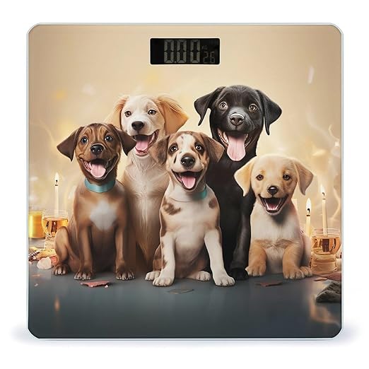 Dogs Happy Party Scale for Body Weight Highly Accurate Digital Bathroom Scale Sturdy Tempered Glass Weighing Scales with LCD Display Fashion Body Fat Smart Scales 400lb