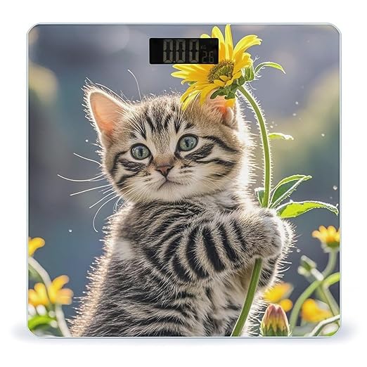 Kitten Hugging A Flower Scale for Body Weight Digital Bathroom Scale Accurate Smart Weight Scales with Large Display Weighing Machine High Precision Scales