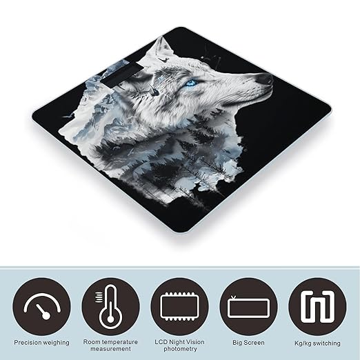 Wolf Forest Mountains Wild Nature Wildlife Snow Wolf Electronic Scale for Body Weight Digital LCD Bathroom Scale Weighing Scale style