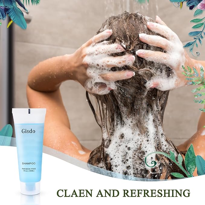 30 Travel Size Body Wash Bulk bundle with 30 Travel Size Shampoo Bulk 30mL 1 oz Hotel Shampoo Supplies for Guests AirBnB Essentials Travel Size Toiletries Bulk