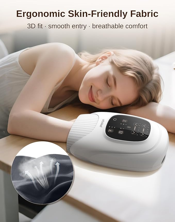 arboleaf Hand Massager with Heat and Compression for Women Men Mom Dad 6 Modes and 3 Heating Options Cordless &amp Powerful Hand Massager for Finger Wrist Palmand Lower Forearm
