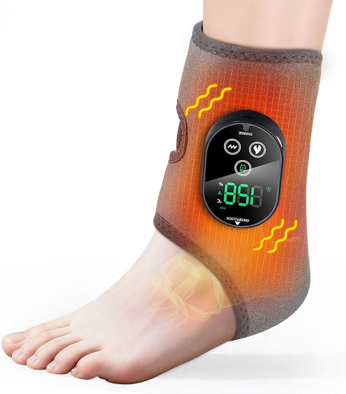 Foot Ankle Massager for Pain Relief Cordless Ankle Heating Pad with Massage Foot Massager Heated Ankles Brace Wrap 6 Heats 3 Vibrations