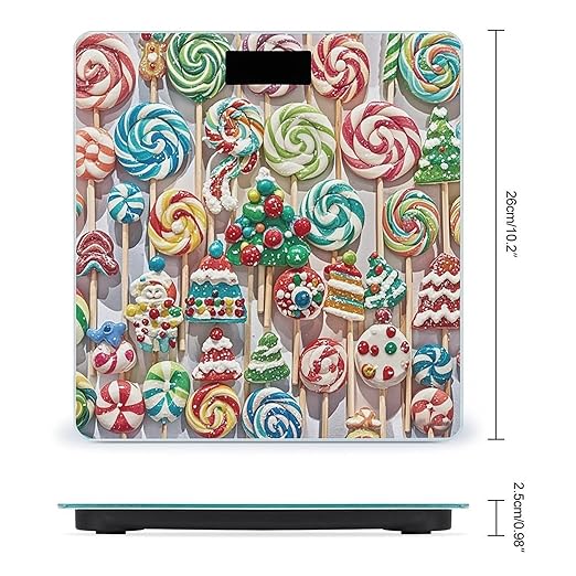 Christmas Candy Scale for Body Weight Highly Accurate Digital Bathroom Body Scale Digital Bathroom Scales for People Anti-Slip Large LCD Display Smart Scales