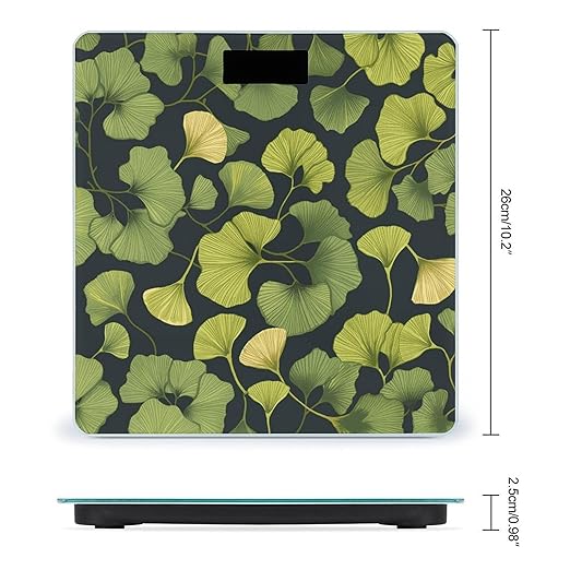 Ginkgo Biloba Bathroom Scale for Body Weight LCD Display Digital Bathroom Scale Tempered Glass Bathroom Weight Scales Fashion Smart Scales for Home Bedroom 400 Lb