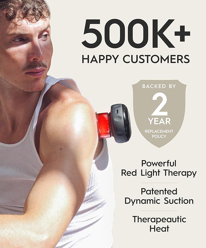 REVO The Original 4-in-1 Smart Cupping Therapy Massager Red Light Therapy for Targeted Pain Relief Knots Aches Muscle Soreness Circulation &amp Tighter Skin Portable Cupping Kit