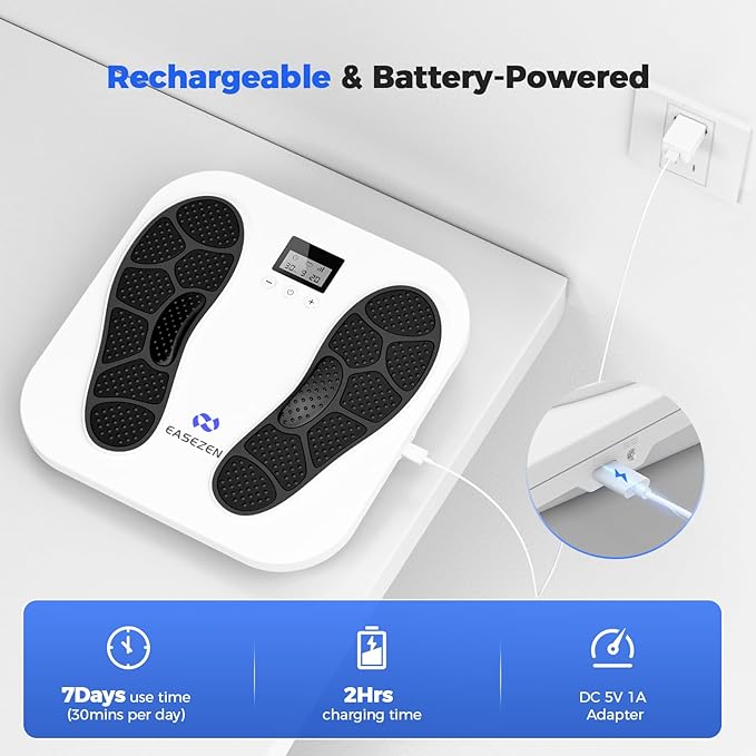Foot Massager for Neuropathy Rechargeable TENS EMS Foot Stimulator with 10 Modes 20 Intensities Feet Circulation Stimulator for Neuropathy Plantar Fasciitis Gifts for Mom Dad