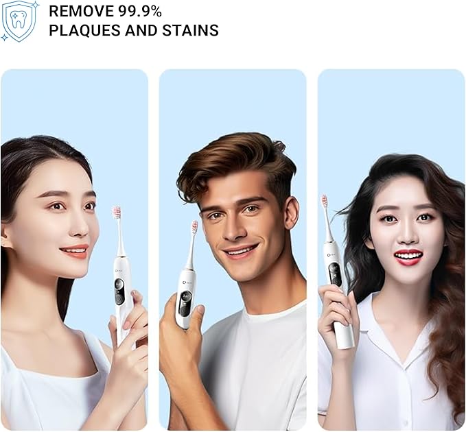 V3 Sonic Electric Toothbrush for Adults - Dual Display 5 Cleaning Modes Up to 200 Days Battery on a Single Charge 4 Brush Heads &amp IPX7 Waterproof Design