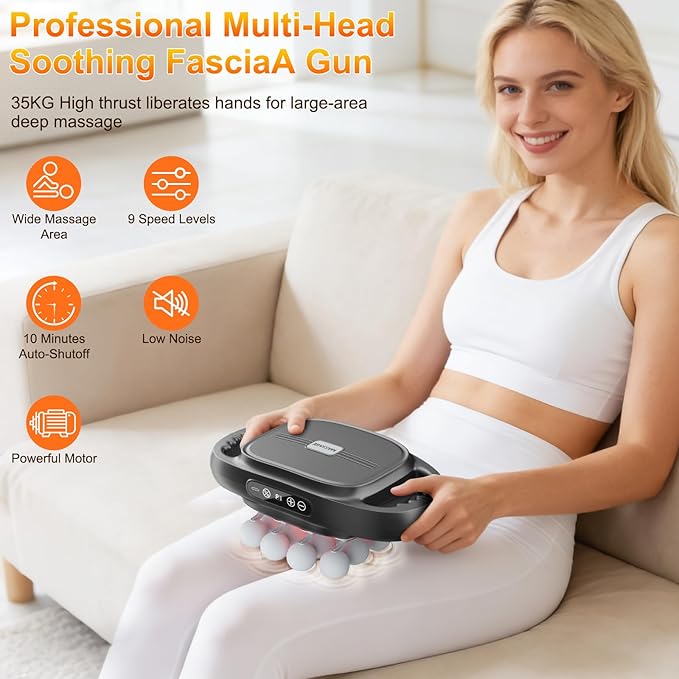 16-Head Massage Gun Deep Tissue Percussion Massager with 9 Modes &amp 9 IntensitiesQuiet Back Massager Pain Relief for Back ShouldersLegs2600mAh Battery Electric Massage Tools