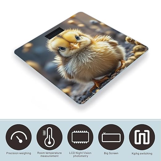 Chicken Chick Weight Scale Highly Accurate Digital Weighing Scale with Large LCD Display Smart Bathroom Scales for Home Bedrooms and Gift Giving