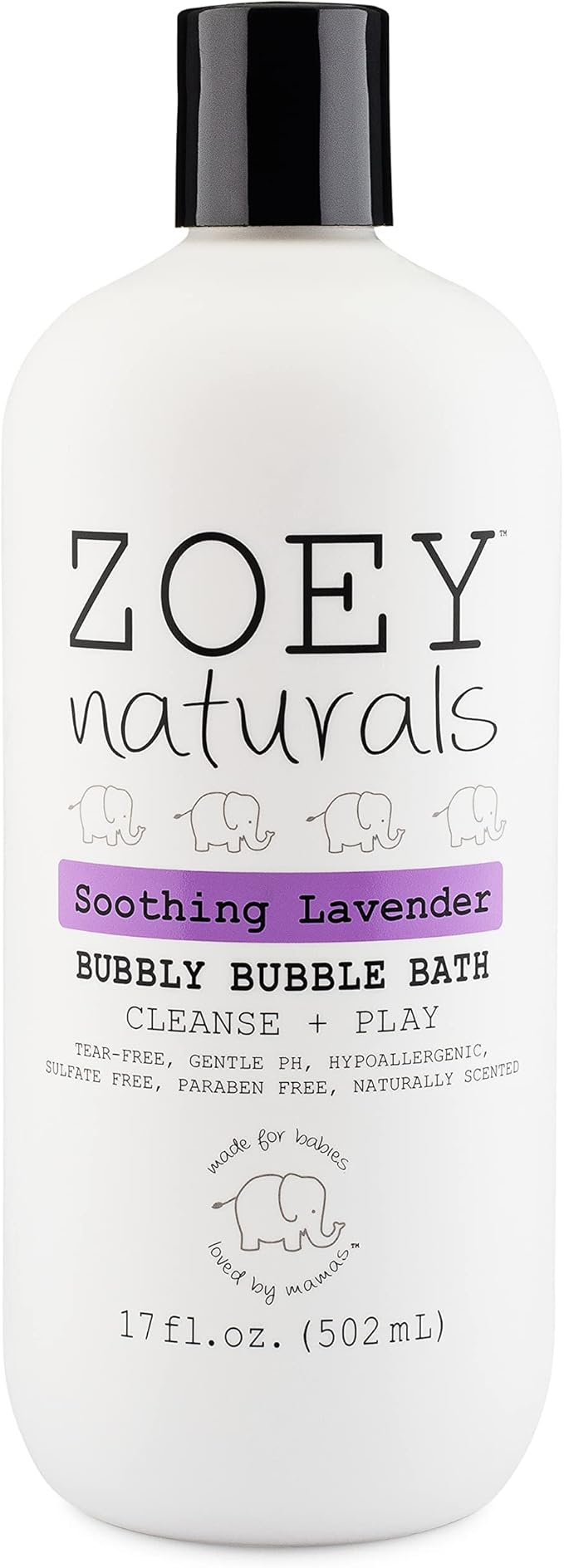 Zoey Naturals - Soothing Lavender Bubble Bath for Kids &amp Babies Tear-Free Moisturizing Toddler Soap with Aloe &amp Avocado Oil for Calm Experience - Made in USA 17 oz