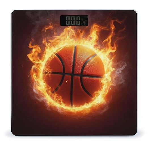 Digital Bathroom Weighing Scale Energy Saving Scale Smart Scale for Body Weight Cool Fire Flame Basketball